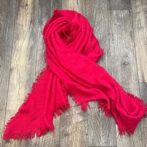 Anthropologie Oversized Fuzzy Fringe Scarf‎ Wrap Fuchsia Pink